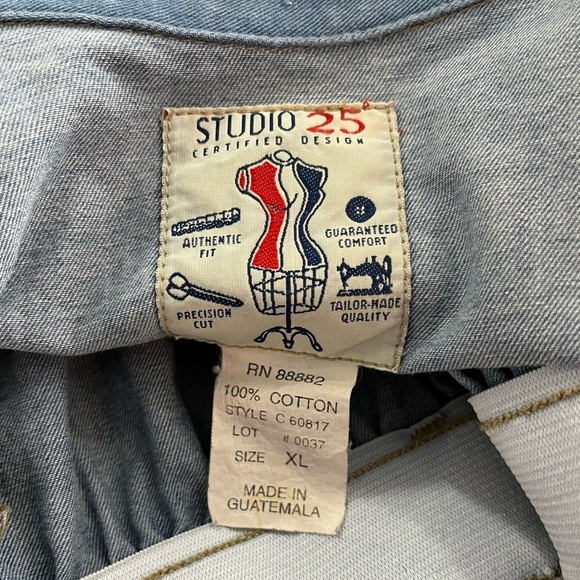 Studio 25 x Vintage Long Denim Button Prairie Dress Corduroy Collar - Picture 10 of 10